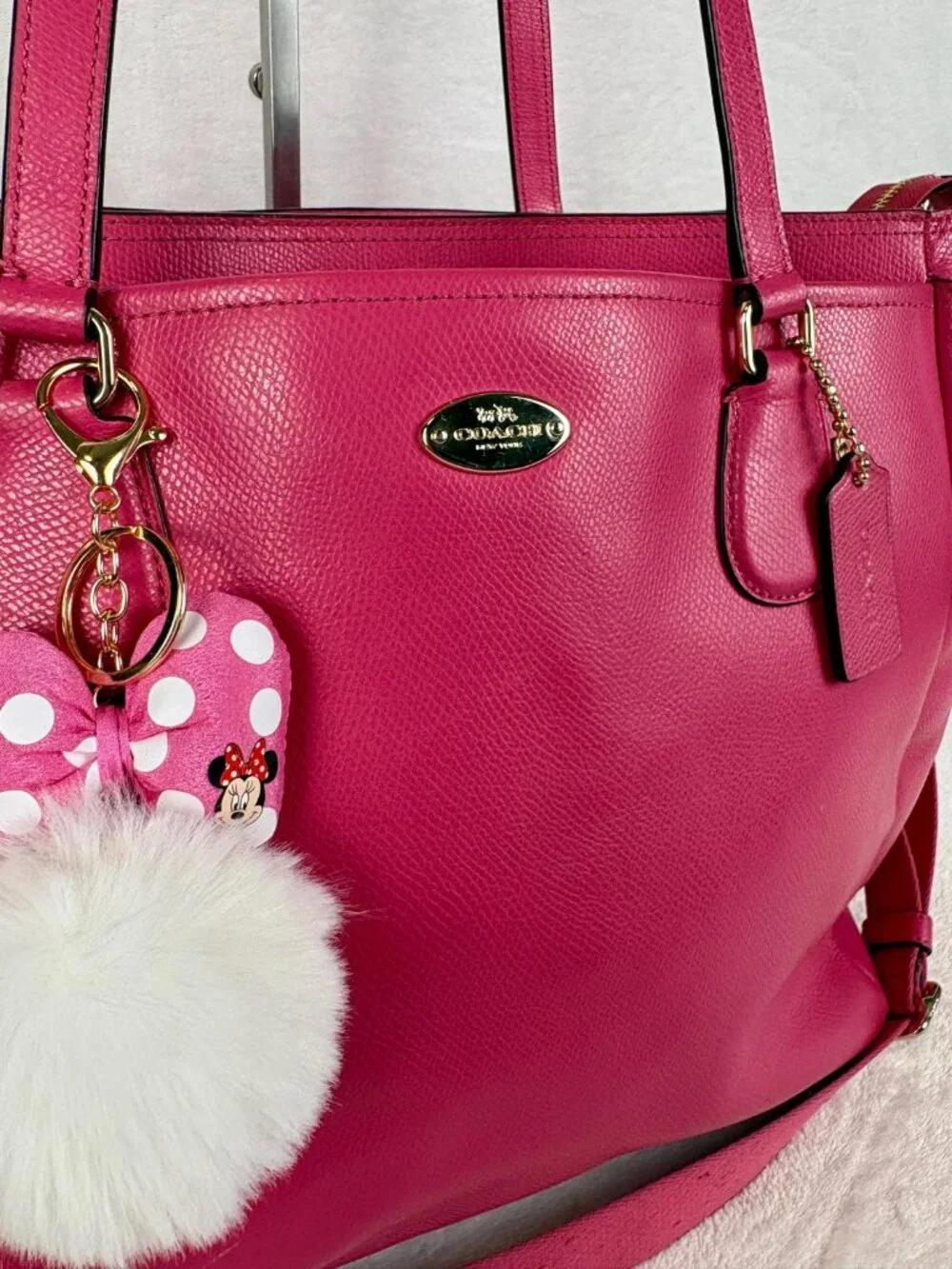 Coach Peyton Multifunction Baby Diaper Bag Dahlia Pink with Changing Pad/Charm